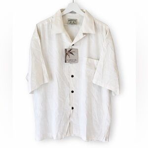 BAMBOO CAY NWT Men's Cream Silk Button Down Shirt Size XL Vacation Resportwear
